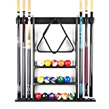MoyanSuper Pool Cue Rack Wall Mounted Rack for Billiard/Pool Cue Solid Wood Pool Cue Stick Holder (Cue Rack Only) (Black)
