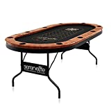 SereneLife SLPT720 Foldable and Portable Poker/Casino Game Table with Cushioned Rail, 10 Players, Black