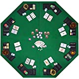 48' 8-Player Foldable Poker Table Top, Casino Texas Hold'em Layout, Portable Anti-Slip Blackjack Poker Table Mat with Carrying Bag for Family Games Casino Gambling