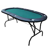 IDS Poker Texas Holdem Poker Table for 73' 8 Players Padded Rails and Cup Holders Green Felt Foldable Legs