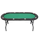 PEXMOR 8 Player Folding Play Poker Table with Stainless Steel Cup Holder, Foldable Blackjack Table for Texas Casino Game Texas Leisure (Green)