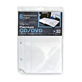 Bellagio-Italia Insert Sheets for CD/DVD Storage Binder - Holds DVDs, CDs, Blu-Rays & Video Games - Acid-Free Binder Organizer Sheets - 1 Pack (8 Sheets)