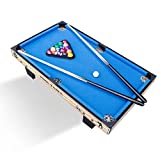 Tabletop Mini Pool Table Set: 36' Portable Table Top Pool Table Game for Kids Adults Families in Playroom, Game Room or Bedroom Includes Billiard Table, Balls, Cue Sticks, Chalk, Brush and Triangle