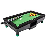 9 Inch Travel Mini Pool Table for Kids by Gamie with 2 Sticks, 16 Balls and Rack - Complete Small Pool Table Set for Children - Great Gift Idea for Boys and Girls, Unique Office Desk Decoration