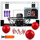 TREYWELL Indoor Basketball Hoop for Kids and Adults Door Room Basketball Hoop Mini Hoop with Electronic Scoreboard, 3 Balls and 3 Batteries Basketball Toys for 5 6 7 8 9 10 11 12 Year Old Boys Girls