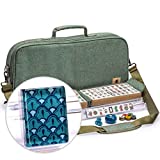 Yellow Mountain Imports American Mahjong Set - Oceana - with 166 Acrylic Tiles, Heather Teal Soft Case, All-in-One Racks with Pushers, Wright Patterson Betting Coins, Dice, & Wind Indicator