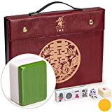 Yellow Mountain Imports Professional Chinese Mahjong Game Set - Double Happiness (Green) - with 146 Medium Size Tiles, 3 Dice and a Wind Indicator - for Chinese Style Game Play