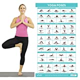 Vive Yoga Poster - Poses for Beginners and Experts - Mat Exercise Home Gym Workout Accessories Set- Double Sided Laminated Flow Chart Accessory - Instructional Guided Routine - for Women, Men