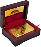 Luxury 24K Gold Foil Poker Playing Cards Deck of Cards with Wooden Gift Box, Premium Waterproof Poker Cards for Party and Card Decks Game, Standard Size
