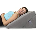 Bed Wedge Pillow - Memory Foam Top Adjustable 9&12 inch Folding Incline Cushion, for Legs and Back Support Pillow, Acid Reflux, Heartburn, Allergies, Snoring, Reading- Soft Washable Cover (Grey)