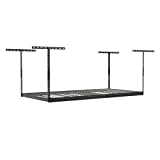 MonsterRax 4x8 Overhead Garage Storage Rack - 500 Pound Weight Capacity - Adjustable Height - Includes Accessory Hooks (24'-45', Hammertone)