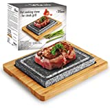 Artestia Cooking Stones for Steak,Double Cooking Stones in One Sizzling Hot Stone Set ,steak stone cooking set Barbecue / BBQ / Hibachi / Steak Grill (One Deluxe Set with Two Stones)