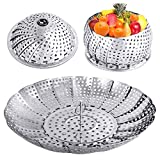 YLYL Veggie Vegetable Steamer Basket, Folding Steaming Basket, Metal Stainless Steel Steamer Basket Insert, Collapsible Steamer Baskets for Cooking Food, Expandable Fit Various Size Pot(5.9' to 9.8')