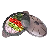 Microwave Steamer Collapsible Bowl-Silicone Steamer with Handle & Lid for Meal Prep with Detachable Partition, Easy to Store, BPA Free，Microwave Cookware, Freezer & Dishwasher Safe, Black