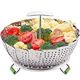 LHS Food Steamer Basket, Stainless Steel Kitchen Steamer Collapsible Steamer, Insert for Veggie Fish Seafood Cooking, Expandable to Fit Various Size Pot (5.9' to 9.3') S