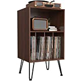 Record Player Stand, Turntable Stand with Record Storage, Vinyl Record Storage Cabinet with Metal Legs, Record Player Table Holds Up to 150 Albums for Living Room, Bedroom, Office, etc (Brown)