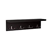 SONGMICS Entryway Hanging Coat Rack, with 4 Double Hooks, Wall Floating Shelf, Dark Brown ULHR41BR