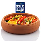 Crystalia Clay Pot for Cooking, Handmade Terracotta Cookware, Unglazed Serving Cazuela Pan for Mexican Indian Korean Dishes, Large Earthenware Bowl, Handcrafted Turkish Mud Pottery for Food, Oven Safe