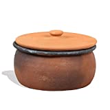 Clay Cooking Pot with Lid, Clay Pots for Cooking, Earthenware Rice Pots, UNGLAZED Twice Baked Traditional Casserole for Cooking on STOVE Top, Vintage Portuguese Terracotta Roaster (Medium)