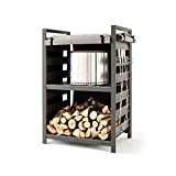 Solo Stove Station 4.4ft with UV Coated Cover Aluminum Firewood Rack for Fire Pits, Patio Logs, and Outdoor Tools Accessories, Flexible Wood Rack with Two Shelf Organization Log Rack, Grey
