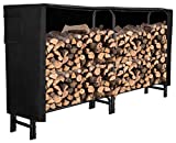 GASPRO 8FT Firewood Rack Outdoor with Cover, Adds Sturdy Middle Upright, Heavy Duty Steel Log Rack Wood Holder, Easy to Assemble