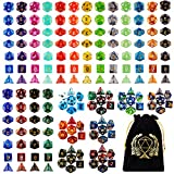 DND Dice Set , 25 x 7 (175 Pieces) Polyhedron Dice 25 Colors Dice for Dungeons and Dragons Tabletop Role-Playing Games with 1 Large Flannel Bag