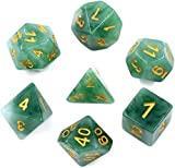HDdais Polyhedral DND Dice Sets 7-Die Jade Dice for Dungeons and Dragons Pathfinder DND RPG MTG Table Gaming Dice,D&D Dice (Green)