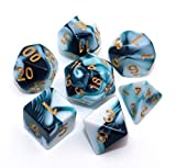 CREEBUY D&D Dice Set Teal White Dice for Dungeon and Dragons DND 7-Die RPG Dice D20 D12 D% D10 D8 D6 D4