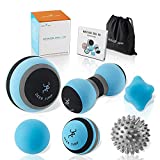Massage Ball Kit for Myofascial Trigger Point Release & Deep Tissue Massage - Set of 6 - Large Foam/Small Foam/Lacrosse/Peanut/Spiky/Hand Exercise Ball - Carry Bag & Exercise Guide Included