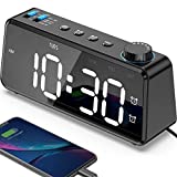 Digital Alarm Clock Radio for Bedroom - 0-100% Dimmer, FM Radio with Sleep Timer, Dual Alarm with Weekday/Weekend, USB Charging Port, Battery Backup, Snooze, Easy to Set, for Bedside Table, Desk
