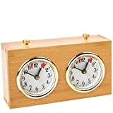 Professional Analog Wood Chess Clock Timer - Wind-Up Mechanism - No Battery Needed