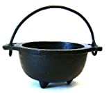 Cast Iron Cauldron w/handle, ideal for smudging, incense burning, ritual purpose, decoration, candle holder, etc. (5' Diameter Handle to Handle, 3' Inside Diameter)