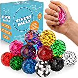 Stress Ball Set - 18 Pack - Stress Balls Fidget Toys for Kids and Adults - Sensory Ball, Squishy Balls with Colorful Water Beads,Anxiety Relief Calming Tool - Fidget Stress Toys for Autism & ADD/ADHD
