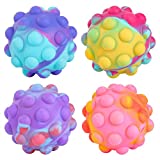 Genuvi 4 PCS Pop Fidget Ball Popper Its Toys, 3D Anti-Pressure Squeeze Pop Ball It Fidget Toy BPA Free Food Grade Silicone Sensory Toys Stress Balls for Kids Adults Elderly Over 1 Years
