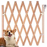 Expandable Accordion Dog Gate, Wooden Accordian Expansion Dog Gate for Doorway Stairs, Retractable Gate Safety Protection for Small Medium Pet Dog, 8' to 43' W, 32' H