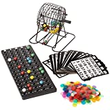 Deluxe Bingo Game - Bingo Set with 300 Game Chips, 50 Cards, 6 in Roller Cage, Master Board, 75 Color Balls - Classic Fun and Party Games for Seniors, Family and Kids