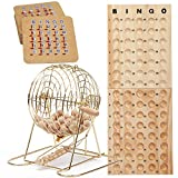 Complete Deluxe Bingo Game Set with Bingo Cage, Master Board, Bingo Balls, Bingo Cards (Gold Cage with Accessory)
