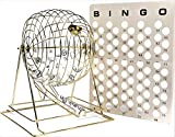 Regal Games - Jumbo Professional Bingo Cage - Includes Brass Cage, 75 White Ping Pong Balls, Master Board - for Large Group Games, Game Night, Bingo Hall, & Holiday Activities - 20 in - Gold