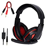 FNSHIP 3.5mm Port Wired Gaming Headset, Stereo Bass Noise Isolation Headphone with Mic Volume Control for PS4 New Xbox One PSP PC Laptop Tablet Cellphones (Black)