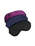 Hochoek Silk-Sleep-Mask Eye-Mask Eye-Cover Eyeshade - 100% Silk Soft Adjustable Strip Eye Cover(Black+Dark Blue+Purple)