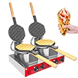 ALDKitchen Bubble Waffle Maker | Stainless Steel Double Egg Waffle Iron with Manual Thermostat | Nonstick Coating | 2 Large Hong Kong Waffles | 110V | 1.4kW