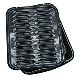 Range Kleen Broiler Pans for Ovens - BP102X 2 Pc Black Porcelain Coated Steel Oven Broiler Pan with Rack 16 x 12.75 x 1.75 Inches (Black)