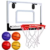 Indoor Mini Basketball Hoop Set for Kids - Basketball Hoop for Door with 4 Balls & Complete Basketball Accessories - Basketball Toy Gifts for Kids Boys Teens (Basketball Hoop Set)