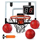 AOKESI Indoor Basketball Hoop for Room with Electronic Scoreboard - 17' x 12.5' Mini Basketball Hoop Over The Door Basketball Toys Gift for 5 6 7 8 9 10 11 12 Year Old Boys, Men and Adults