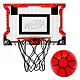 NERF Basketball Hoop Set - Pro Hoop Mini Hoop Set with Mini Basketball - Steel Rim Great for Dunking - Over The Door Basketball Hoops