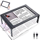 Magnifying Glass for Reading, 3X Large Lighted Magnifying Glass with 12 LED Lights, 2 Power Supply Modes for Evenly Lit Reading Area, Foldable Magnifier for Hands Free Reading, Low Vision and Seniors