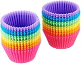 Amazon Basics Reusable Silicone Baking Cups, Muffin Liners - Pack of 24, Multicolor