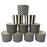 Paper Baking Cups 90-Pack 6 Oz Greaseproof Baking Cups Cupcake Muffin Cups Disposable Cupcake Wrappers For Birthday Baby Shower And Party Decorations-Black Vertical Polka Dot And Quadrafoil
