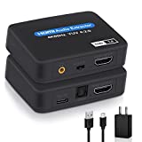 HDMI Audio Extractor, 4K@60Hz HDMI to HDMI + Optical Toslink SPDIF + 3.5mm Audio Output, HDMI Audio Converter Adapter Embedder Support 1080P 3D Suit for Fire Stick, Xbox, Laptop