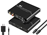 4K@60HZ HDMI Audio Extractor, HDMI 2.0b Audio Splitter Converter, HDMI to HDMI + Optical Toslink SPDIF + 3.5mm Stereo Audio with Control Output Analog Volume Knob Compatible for PS5/4/3/Blu-ray player